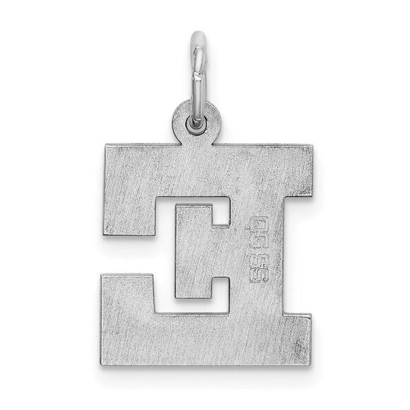 Sterling Silver Amanda Collection Medium Block Style Initial E Pendant - Picture 3 of 4